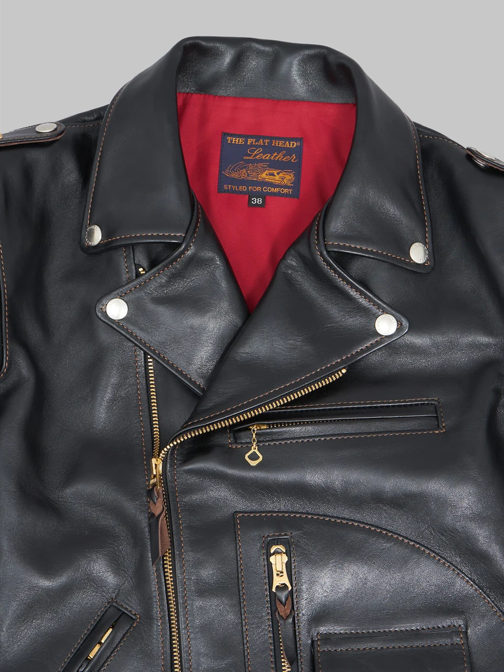 The Flat Head FN-LJ-HW004 Horsehide Double Rider's Jacket Black Semi-Aniline - Image 11