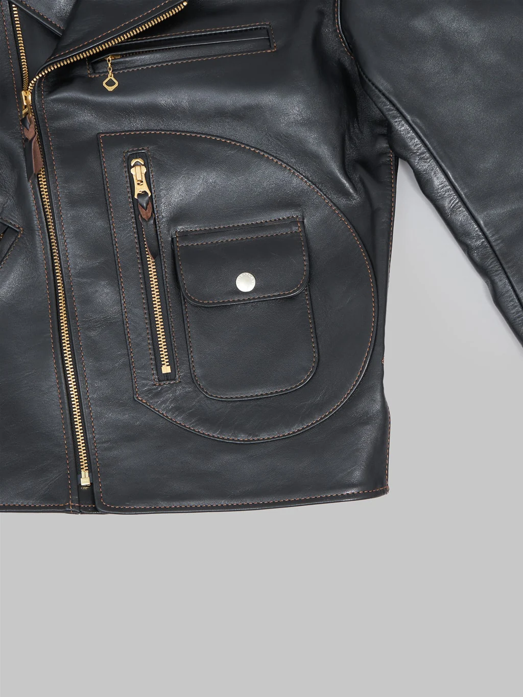 The Flat Head FN-LJ-HW004 Horsehide Double Rider's Jacket Black Semi-Aniline - Image 12