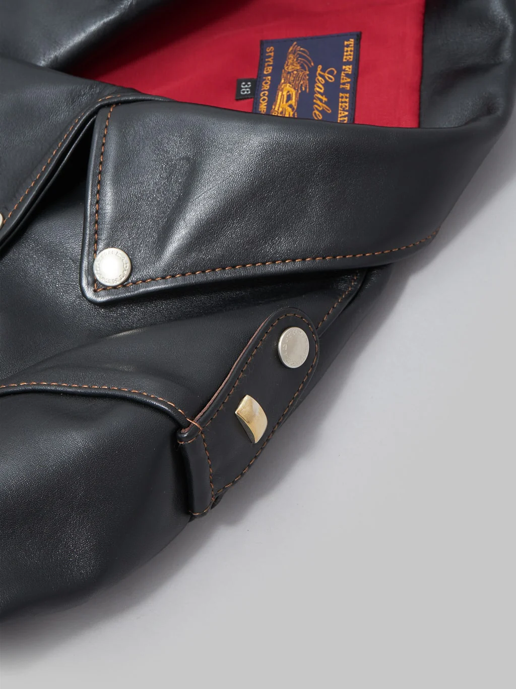 The Flat Head FN-LJ-HW004 Horsehide Double Rider's Jacket Black Semi-Aniline - Image 21