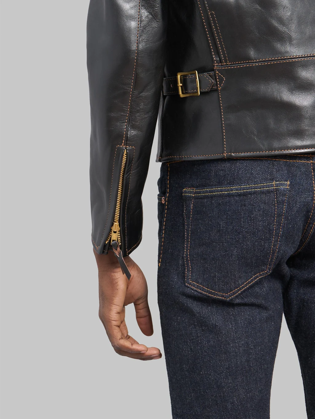 The Flat Head FN-LJ-HW004 Horsehide Double Rider's Jacket Black Semi-Aniline - Image 5