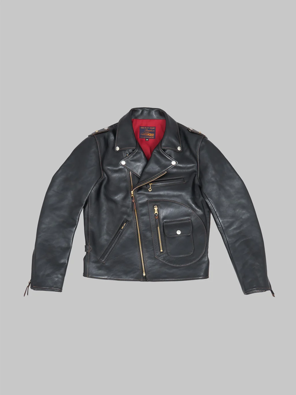 The Flat Head FN-LJ-HW004 Horsehide Double Rider's Jacket Black Semi-Aniline - Image 9