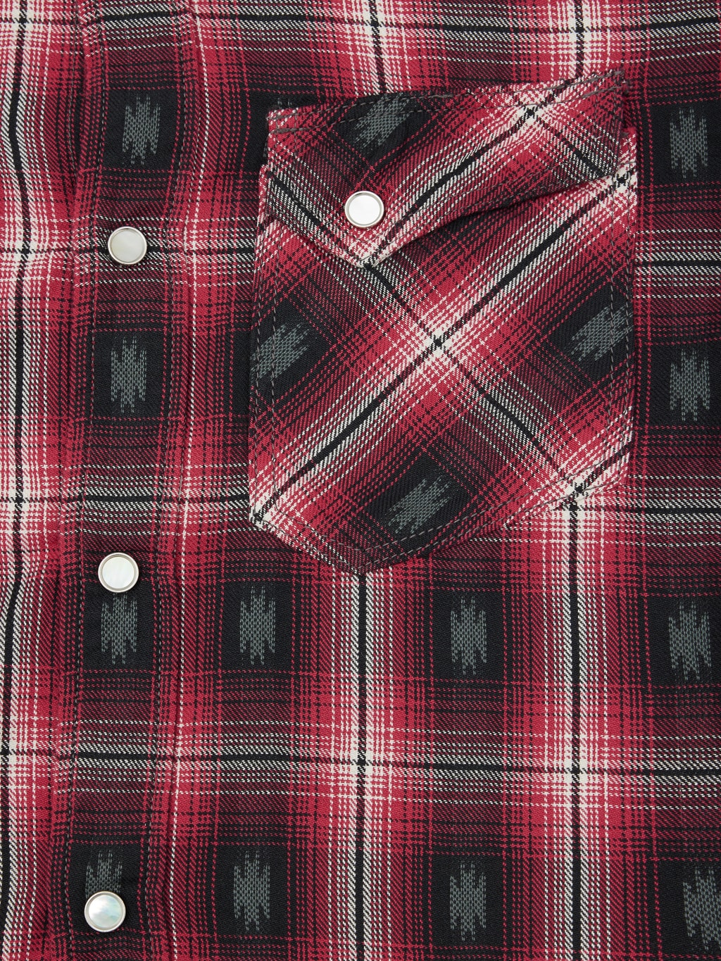 The Flat Head Native Check Western Shirt Red - Image 12