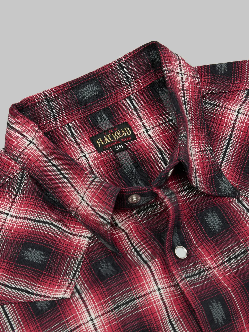 The Flat Head Native Check Western Shirt Red - Image 13