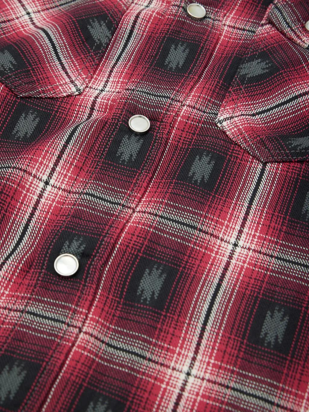 The Flat Head Native Check Western Shirt Red - Image 14