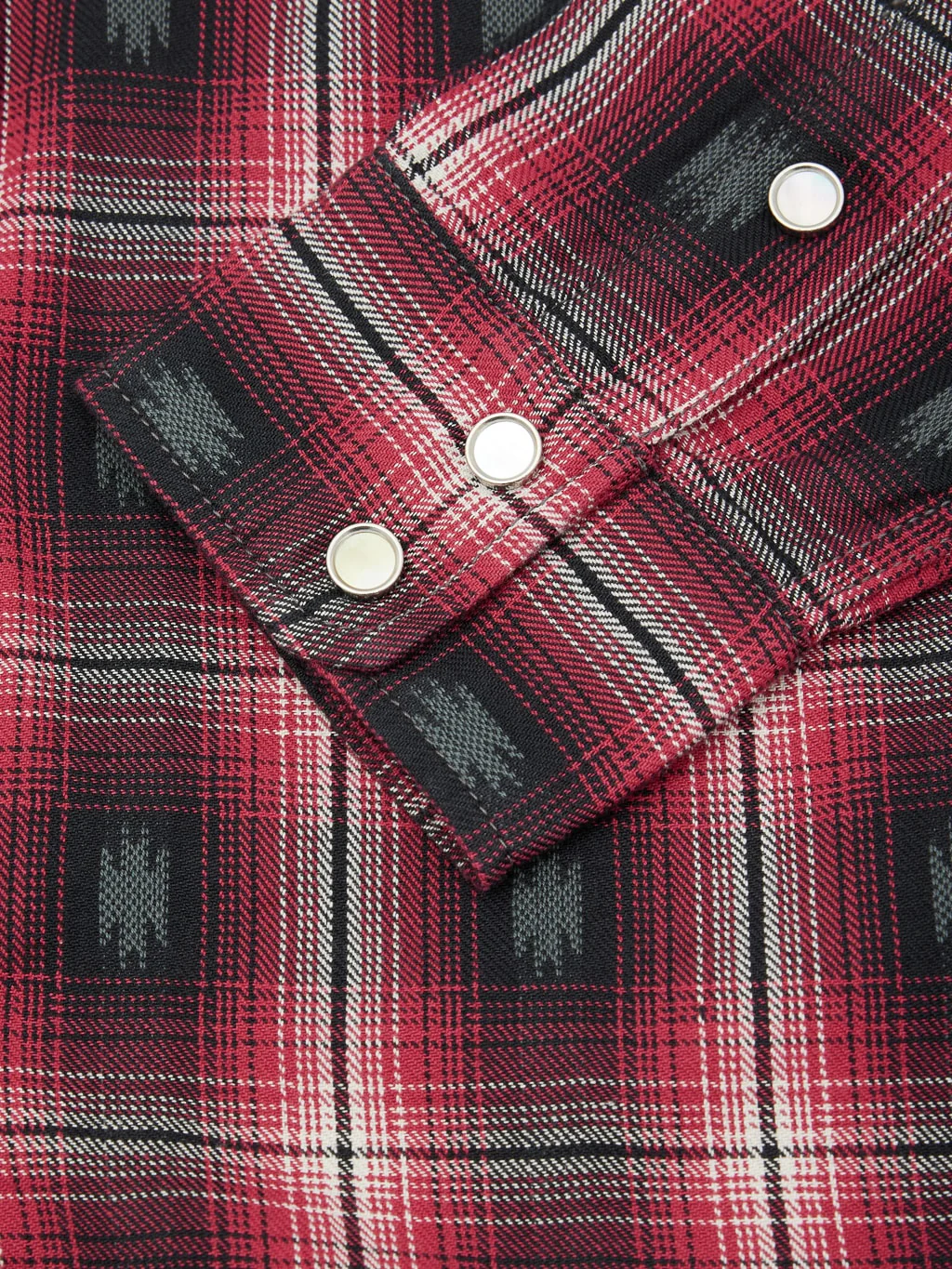 The Flat Head Native Check Western Shirt Red - Image 15