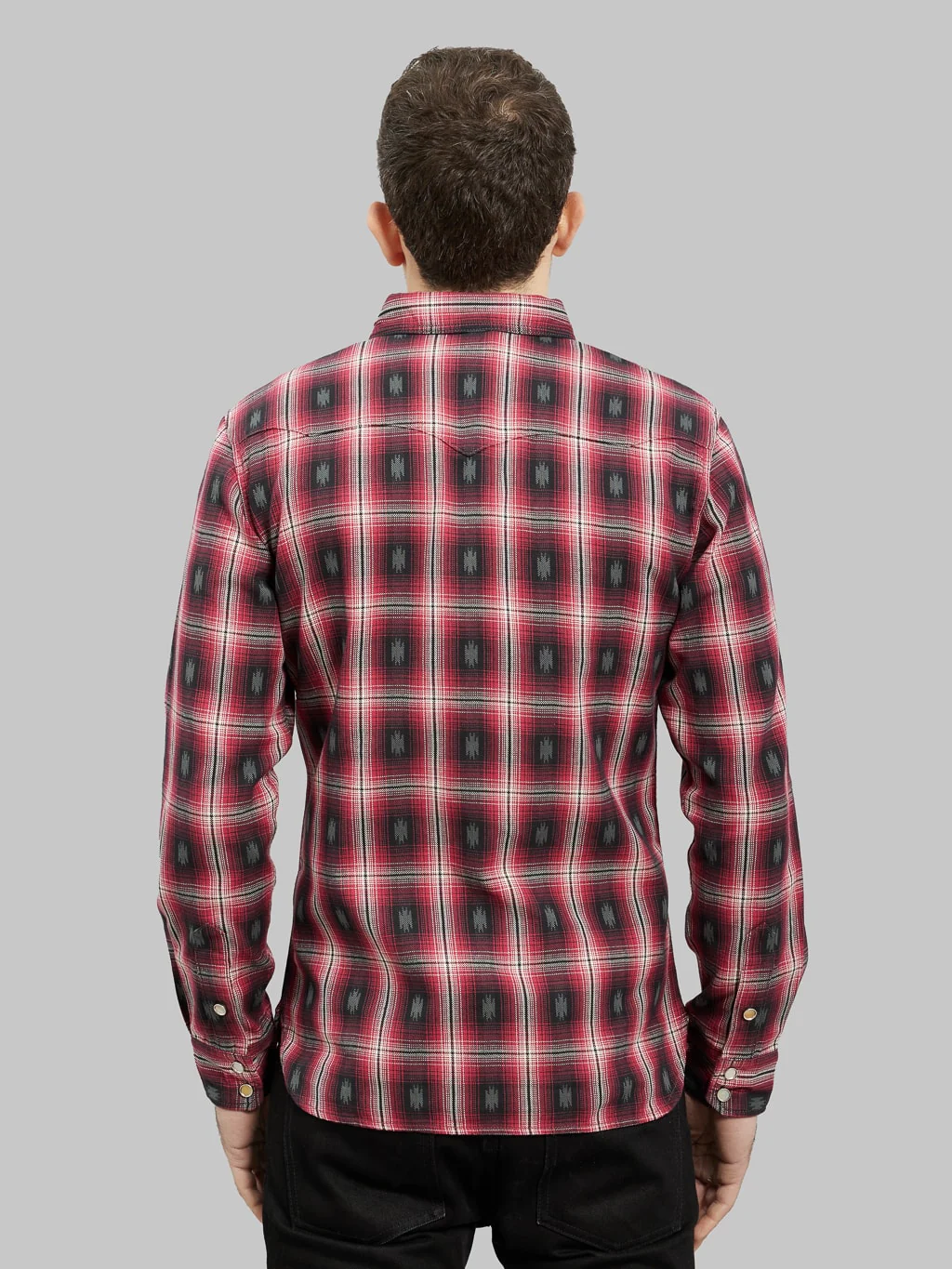 The Flat Head Native Check Western Shirt Red - Image 4
