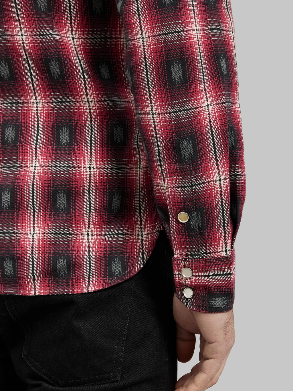 The Flat Head Native Check Western Shirt Red - Image 6