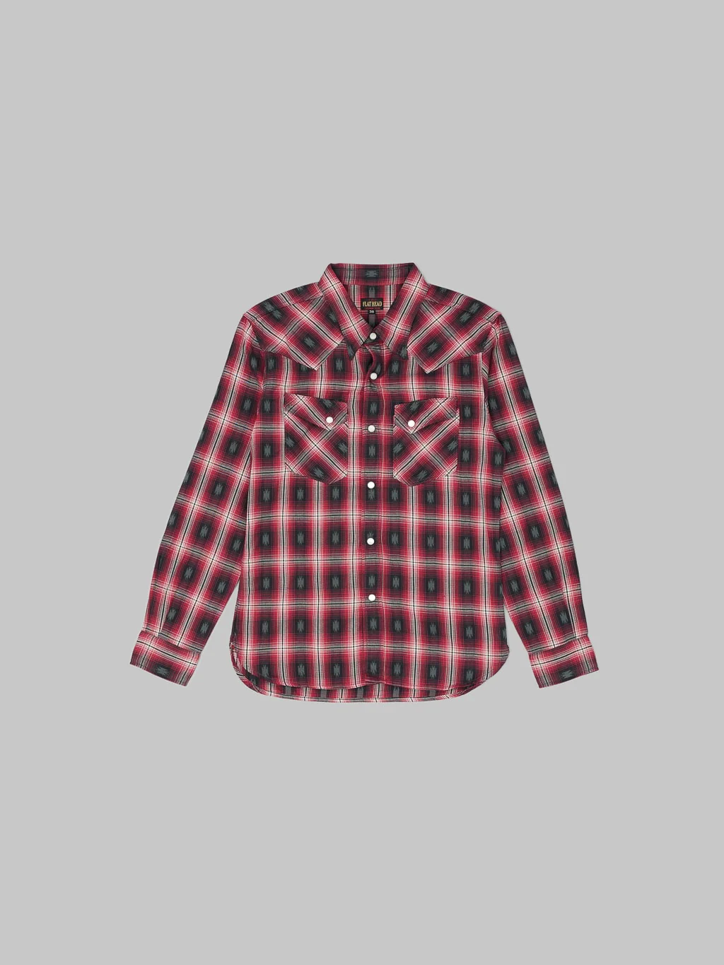 The Flat Head Native Check Western Shirt Red - Image 7