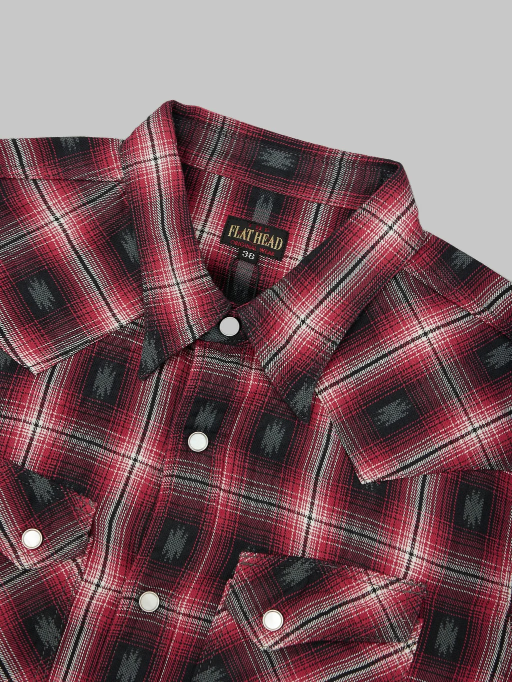 The Flat Head Native Check Western Shirt Red - Image 9