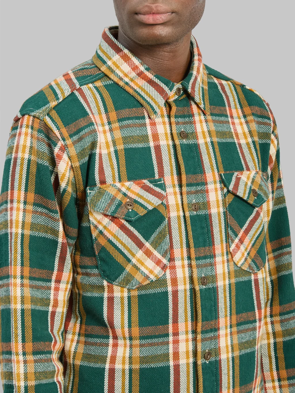 UES Heavy Flannel Shirt Green - Image 4