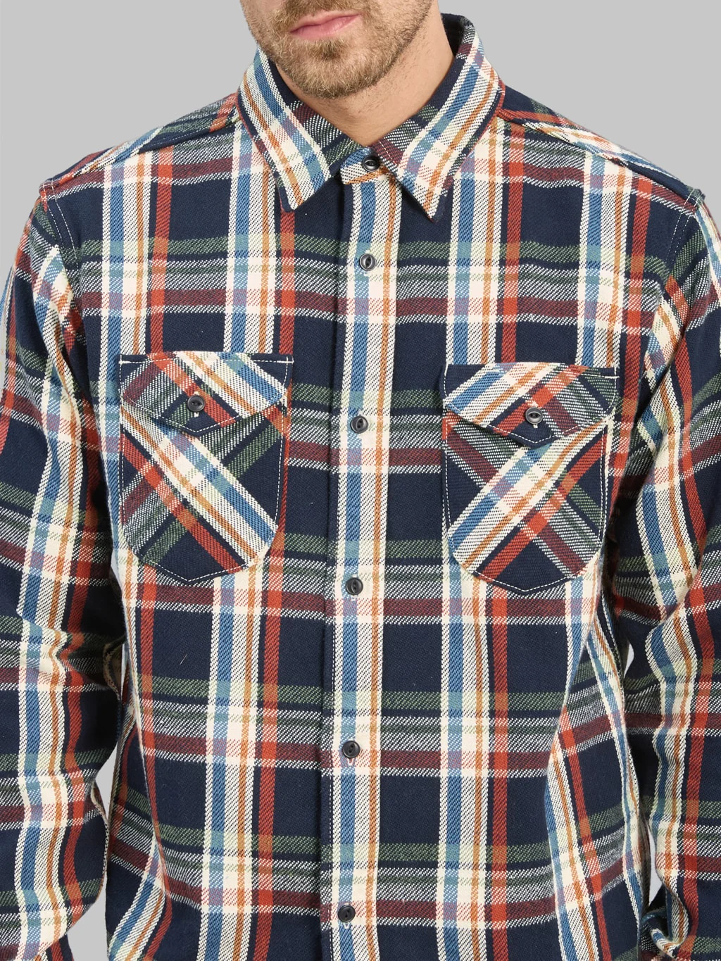 UES Heavy Flannel Shirt Navy - Image 5