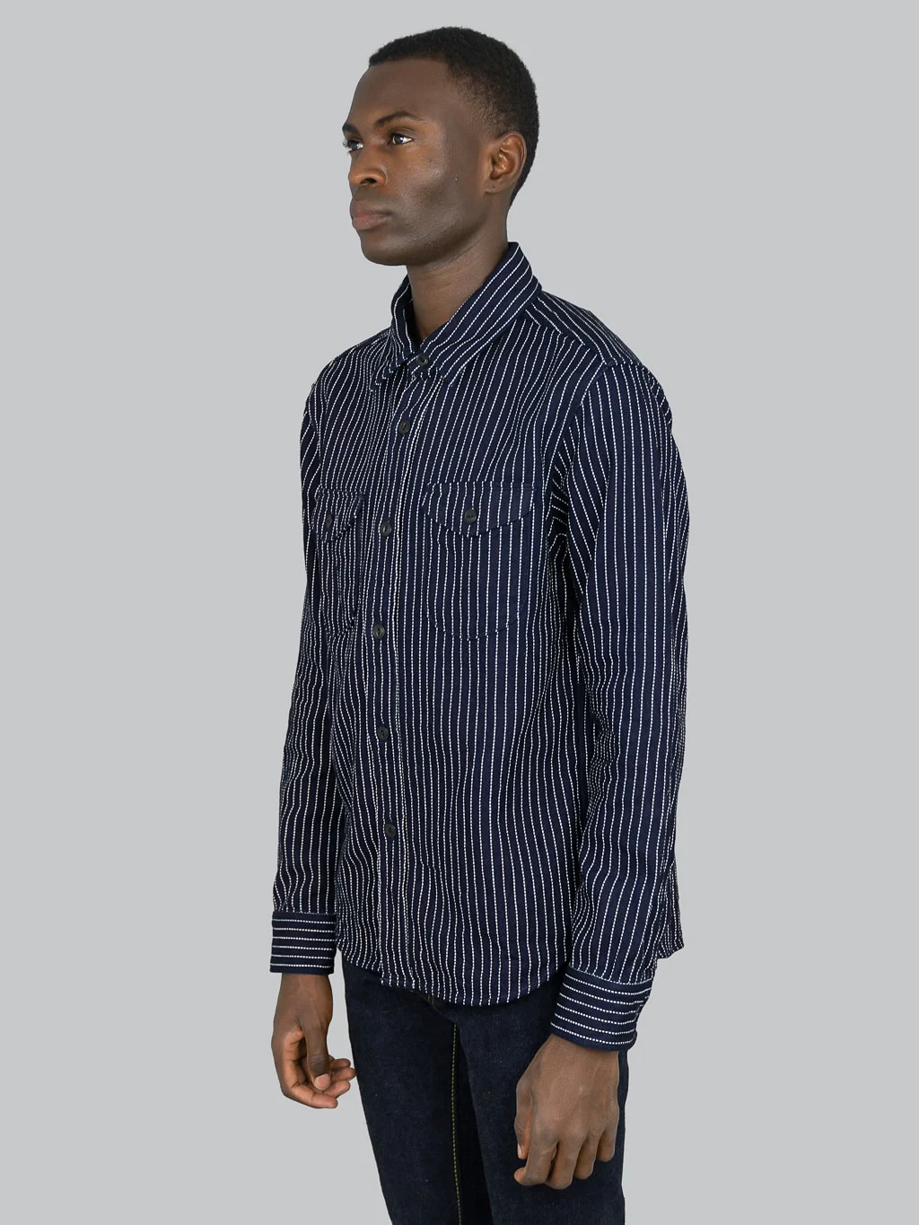 UES Indigo Stripe Heavy Flannel Shirt - Image 3
