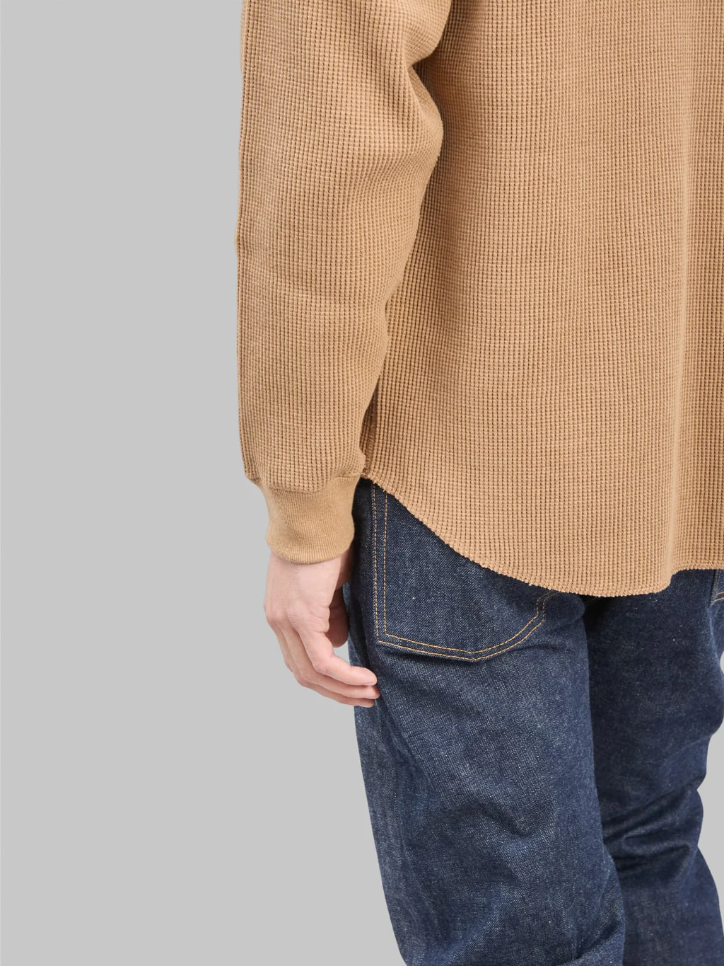 Wonder Looper Foxfibre® Heavyweight Waffle Henley Coyote 70 - Image 5