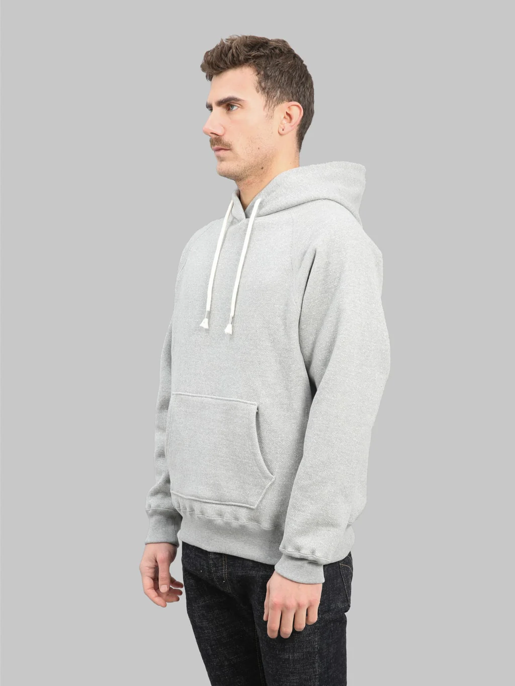 Wonder Looper Pullover Hoodie 876gsm Double Heavyweight French Terry Heather Grey - Image 3