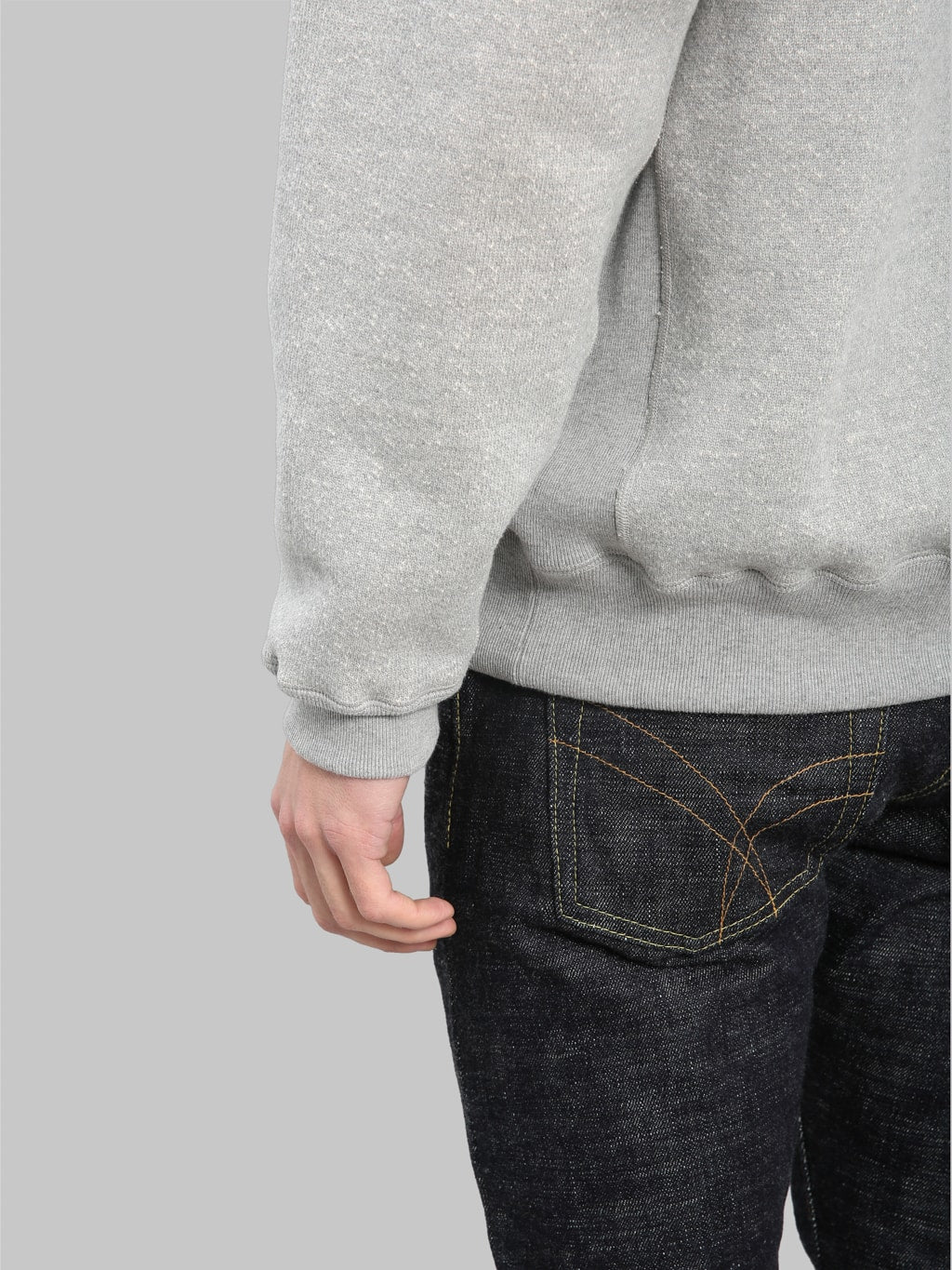 Wonder Looper Pullover Hoodie 876gsm Double Heavyweight French Terry Heather Grey - Image 5