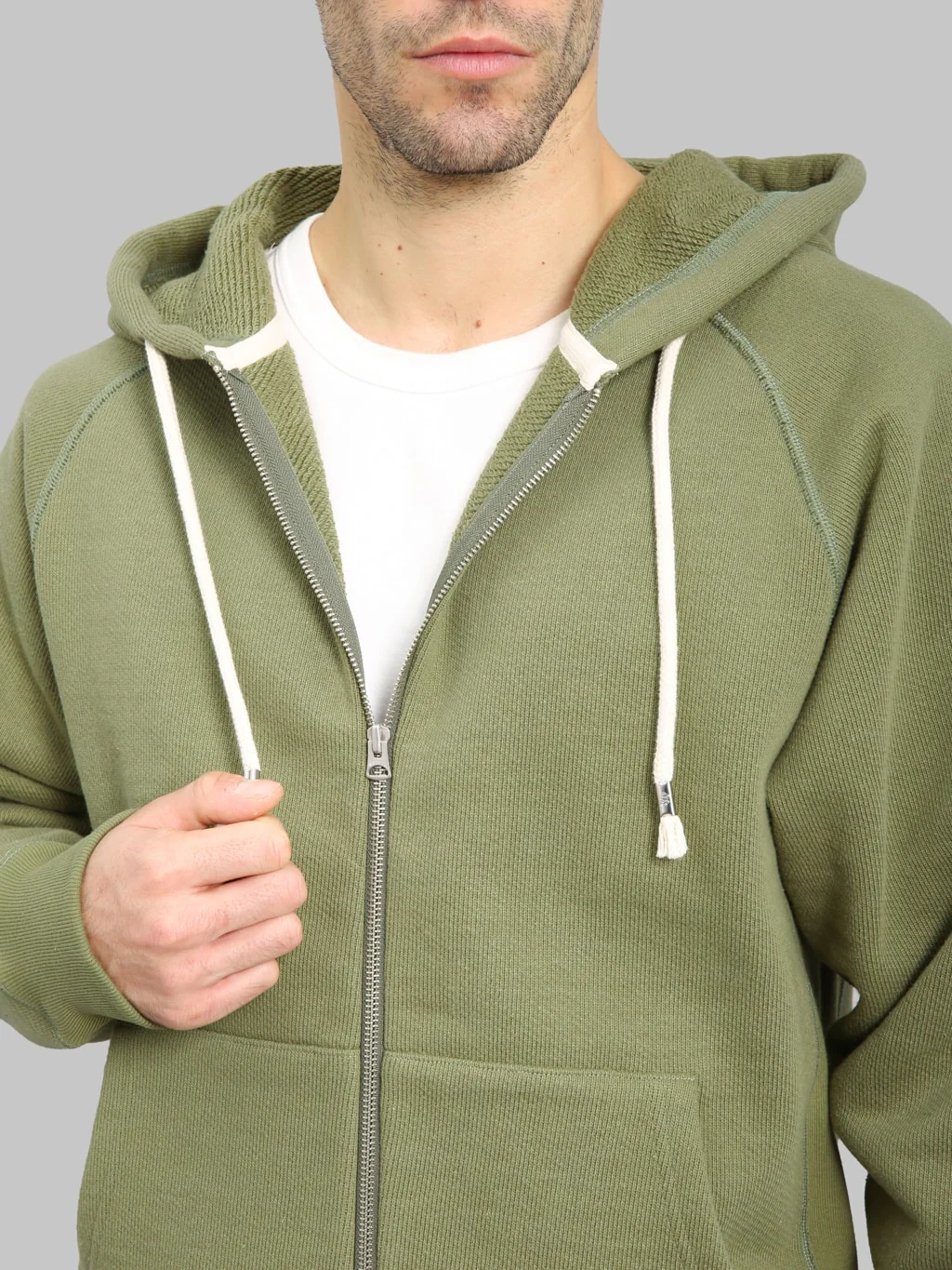 Wonder Looper Zip Hoodie 876gsm Double Heavyweight French Terry Sage - Image 7