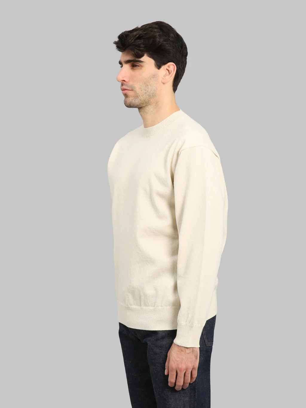 Yonetomi Rigid Cashmere Crew Neck Pullover Raw - Image 3