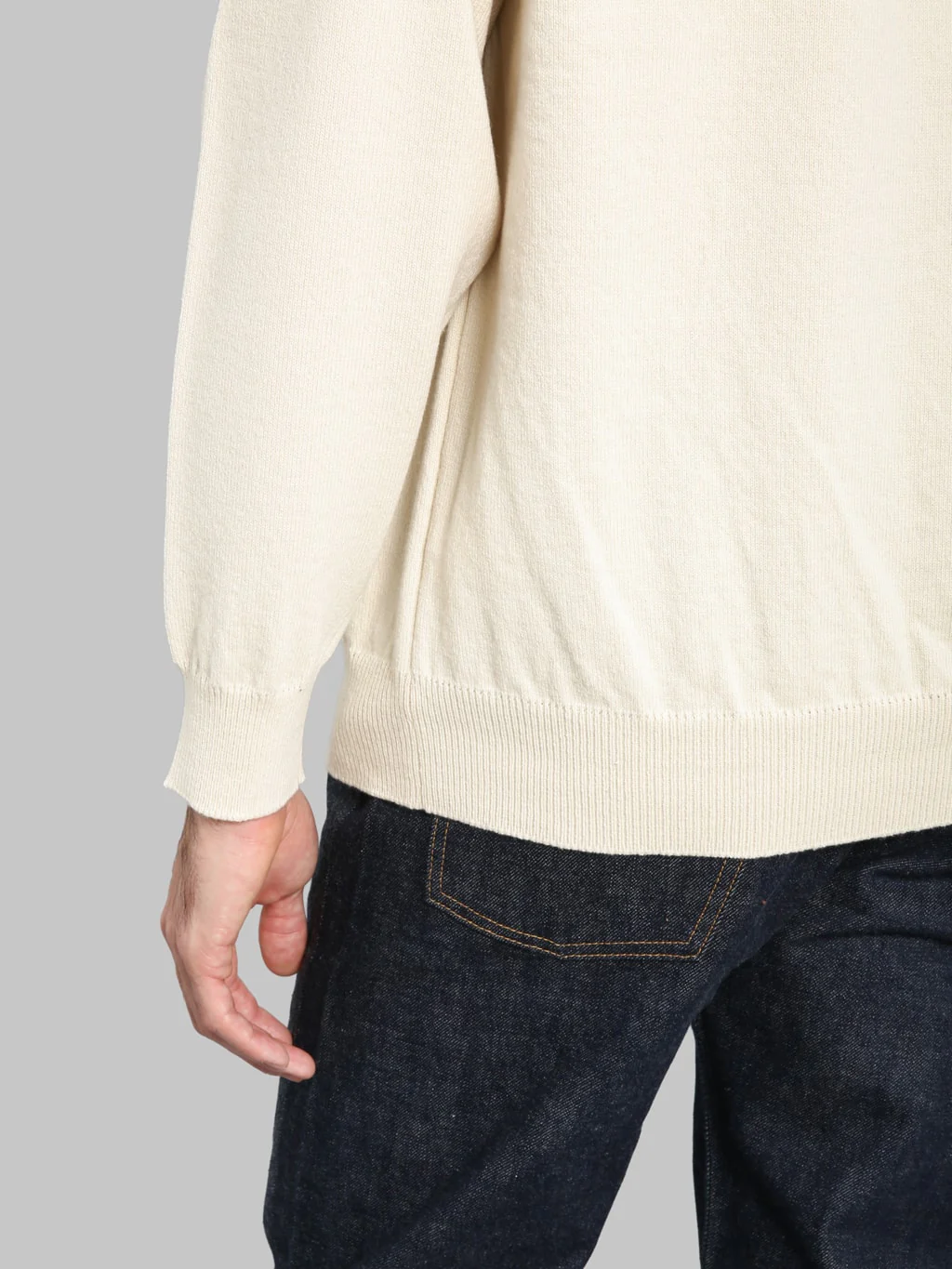 Yonetomi Rigid Cashmere Crew Neck Pullover Raw - Image 5