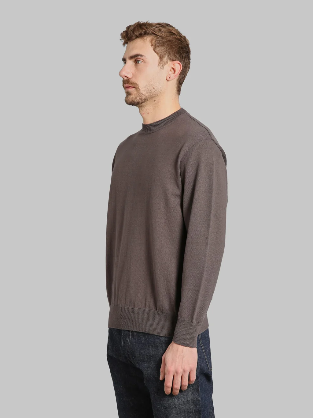 Yonetomi Wave Cotton Knit Pullover Grey - Image 4